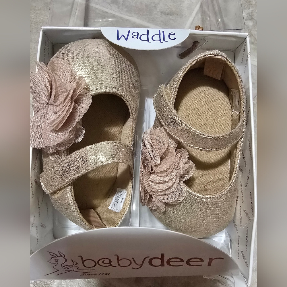 Baby Deer Sparkling Gold Baby Shoes